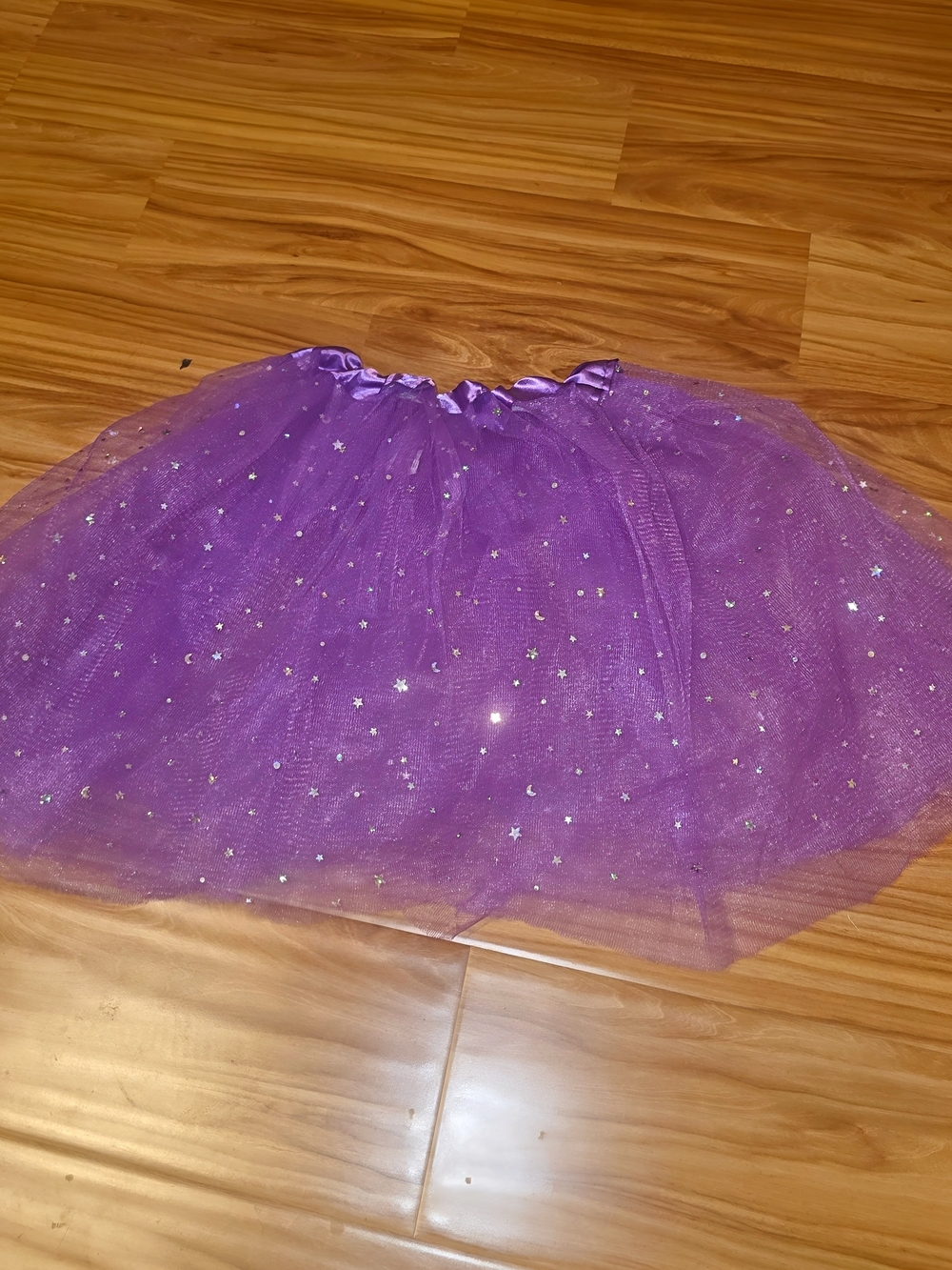 Girls Purple Glitter Star Tulle Tutu Skirt Stetchy Waist Band